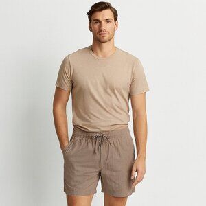 NWT Abercrombie & Fitch A&F Men's Striped Elastic Waist Shorts Brown size XL